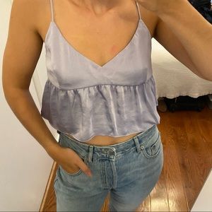 Wilfred Lilac Silk Peplum Tank Top